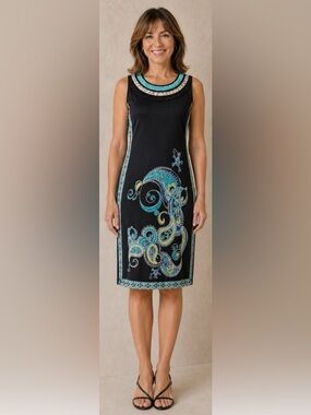Black Sleeveless Sheath Dress by Sandra Darren